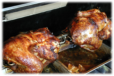how to rotisserie two turkeys at once