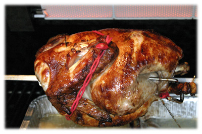 bbq turkey on rotisserie