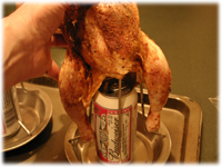 putting a chicken on beer can