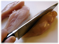slicing chicken breasts