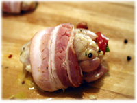 marinated stuffed chicken wrapped in bacon