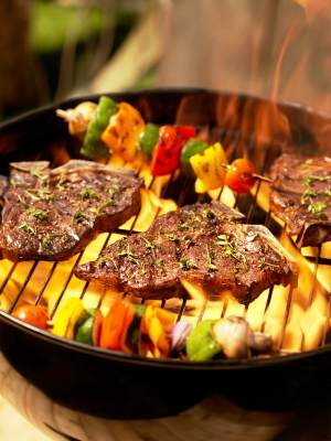 t-bone steaks on the grill
