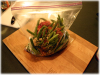 marinating grilled green beans