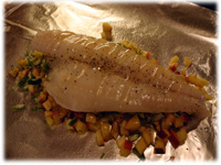 bbq sole with peaches 