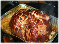 hickory smoked ham on the grill