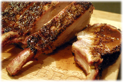 slow cooked pork rib roast with honey bourbon glaze