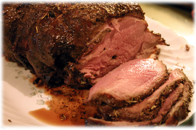 medium rare beef roast on bbq