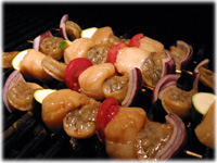 shrimp scallop and vegetable kabobs