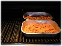 cooking sweet potato fries on the grill