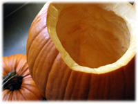 carving pumpkin for stuffing