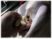stuffing turkey with garlic