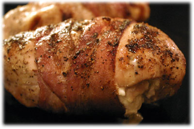 bacon wrapped chicken breast stuffed with cheese