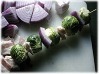 make kebabs with brussel sprouts