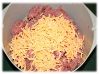shredded cheese in burger mixture
