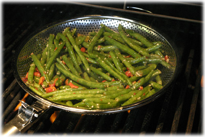 grilled green beans and red pepper