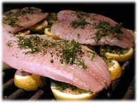 grill fish on lemons