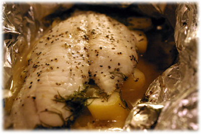 poached sole in lemon and dill 