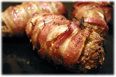 Bacon-wrapped Mini Meatloaves (click picture for recipe)