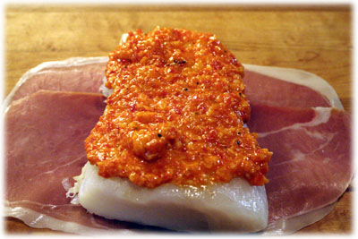 roasted red pepper sauce on fish