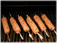 grilling pork kebabs 