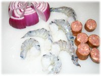 shrimp sausage and red onion