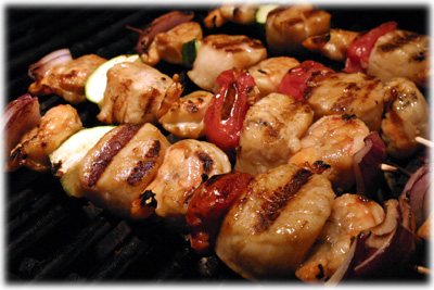 grilled scallops and shrimp skewers